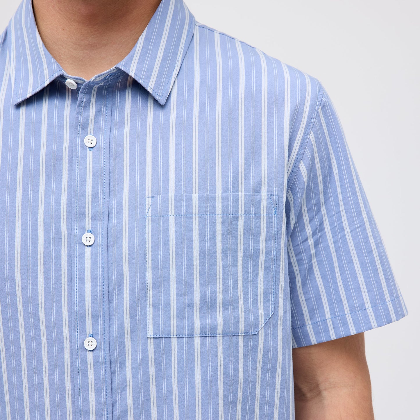 Stance Bales Button Up T-Shirt Stone Blue |model