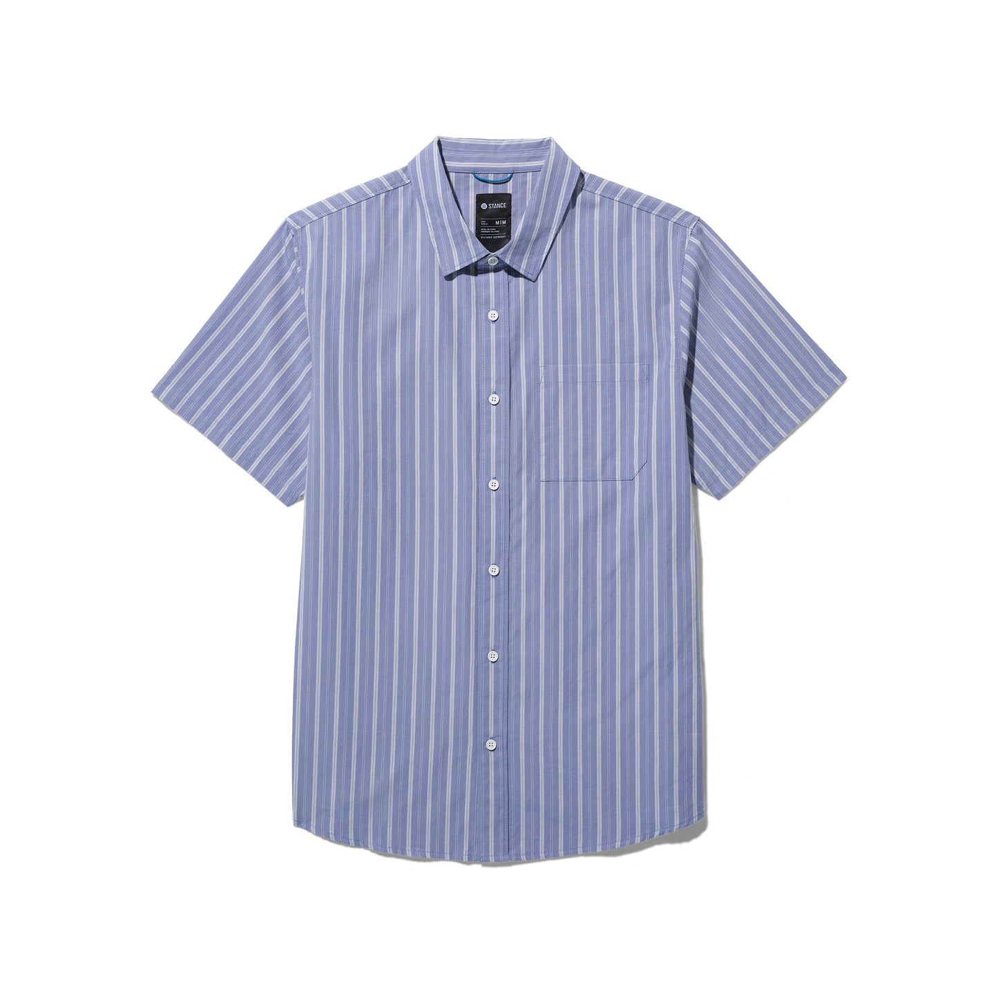Stance Bales Button Up T-Shirt Stone Blue