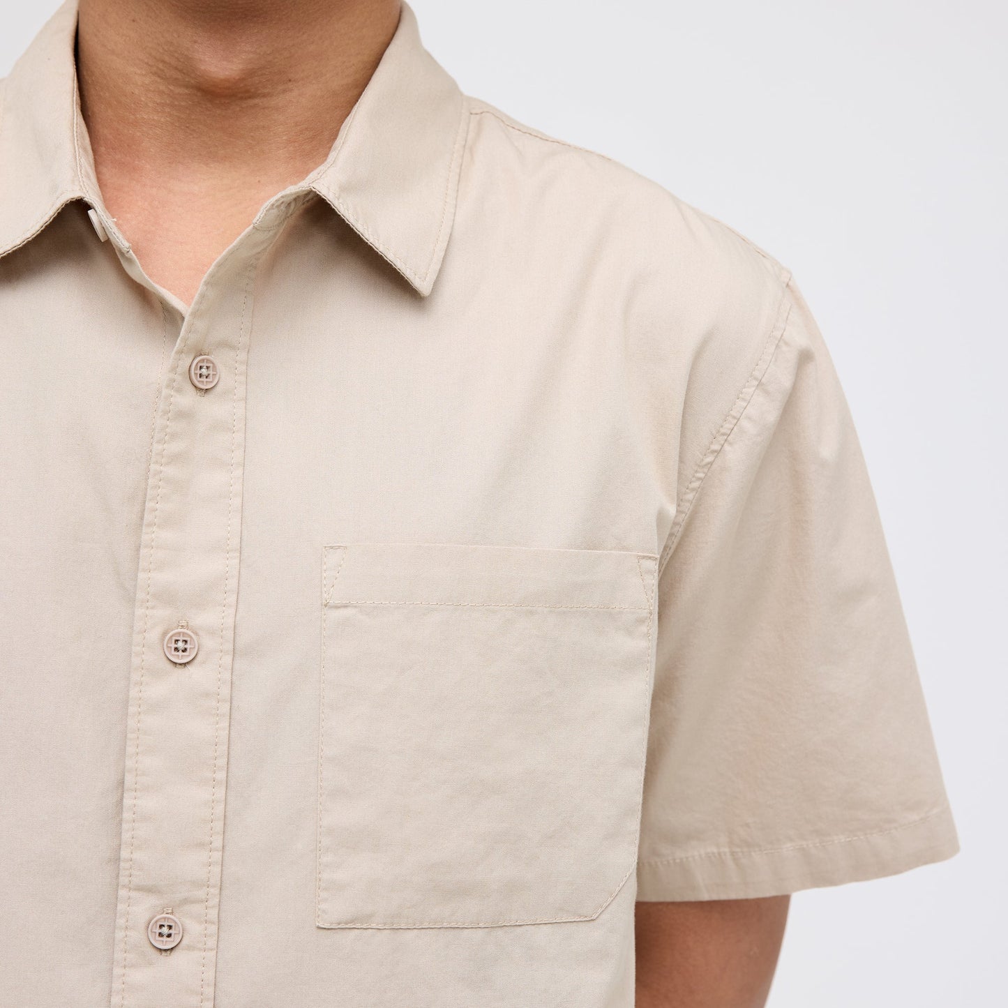 Stance Bales Button Up T-Shirt String Grey |model