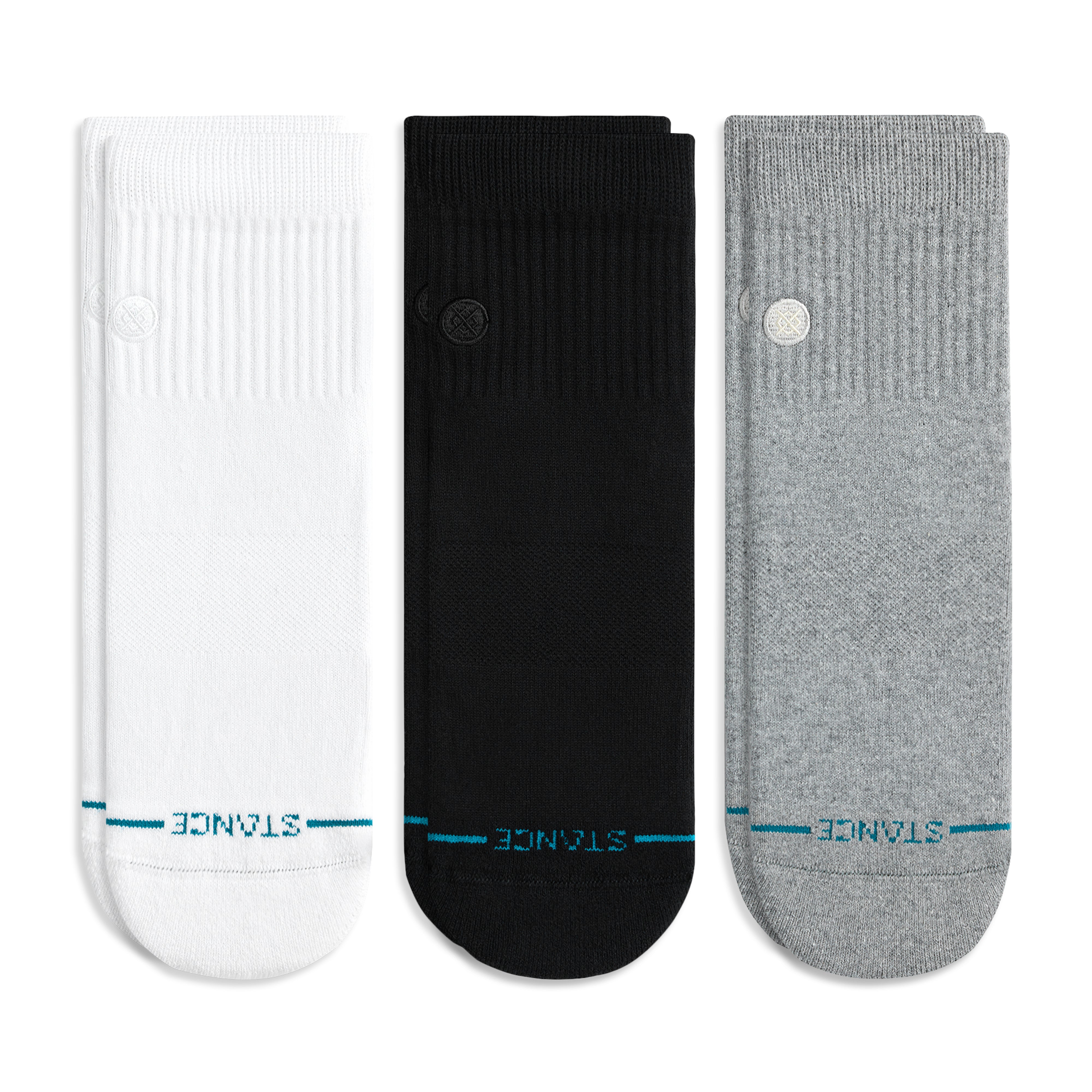 Stance Icon Quarter Sock 3 Pack Black Grey