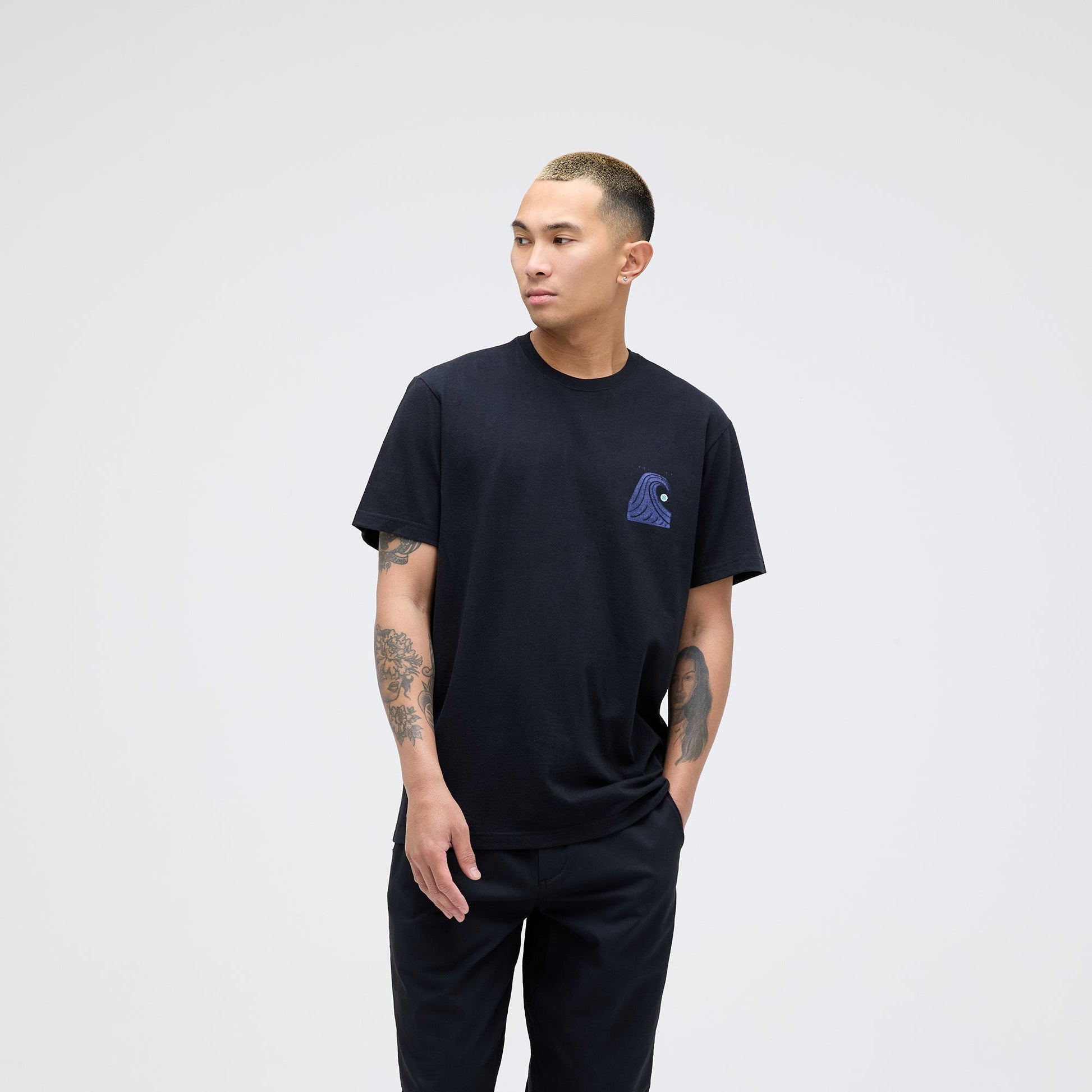 Stance Stacked Swell Tee Black |model