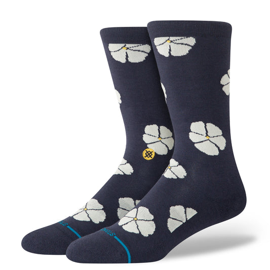 Floral Crew Sock Navy