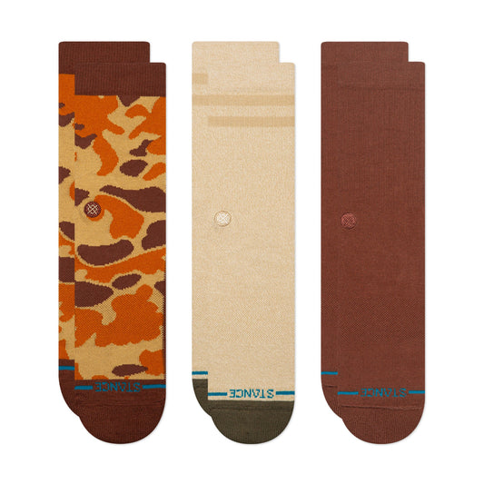 Camo Crew Sock 3 Pack Brown