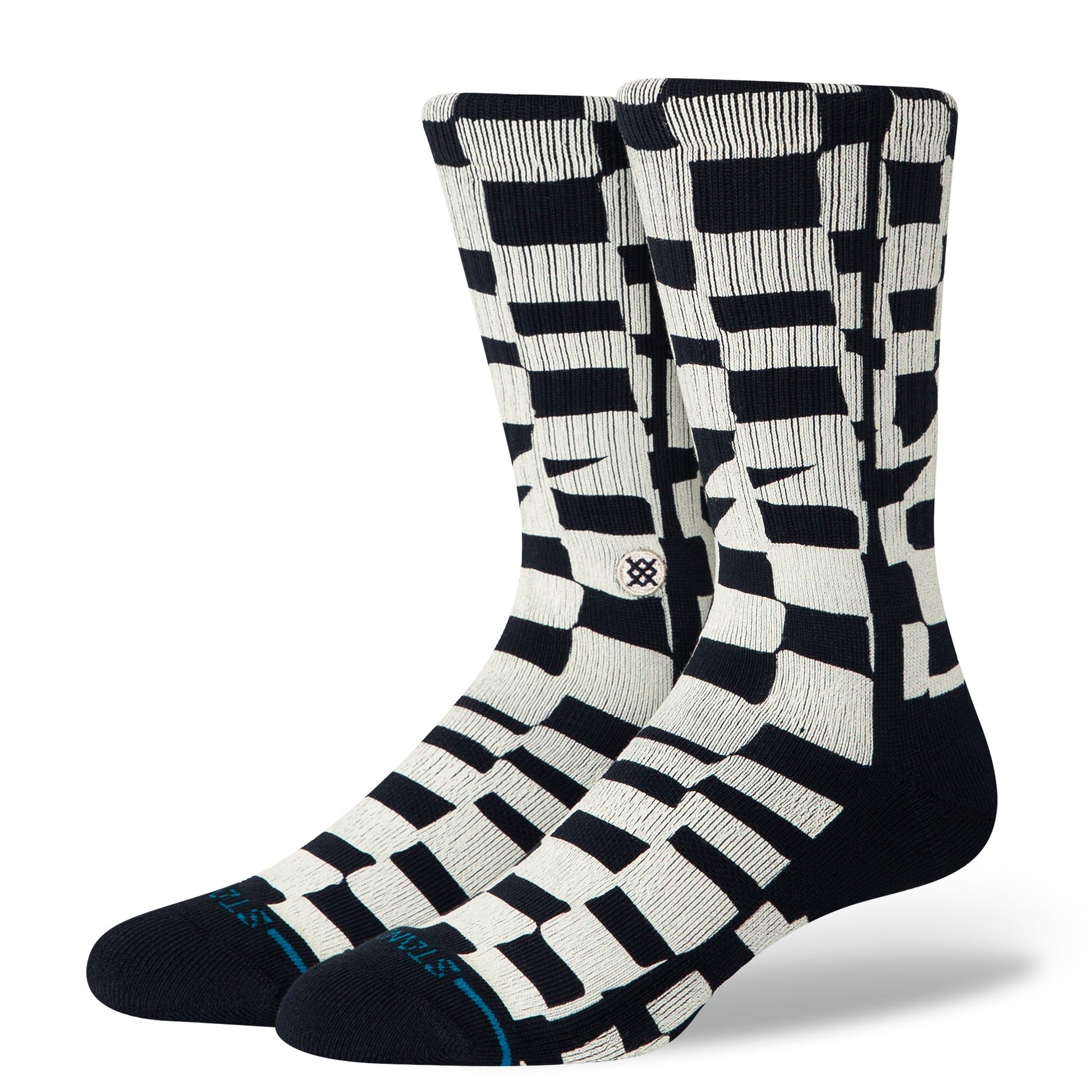 Stance Wave Check Crew Sock Black