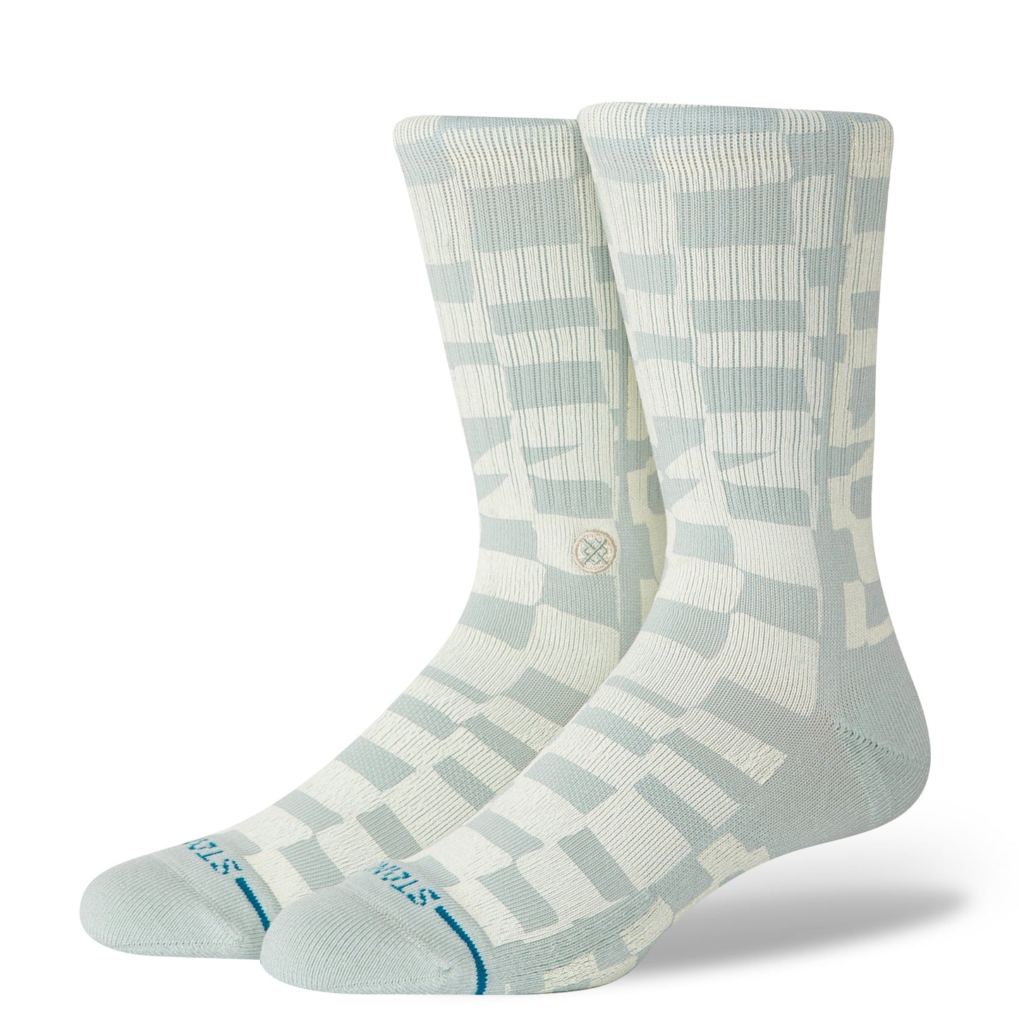 Stance Wave Check Crew Sock Pale Blue
