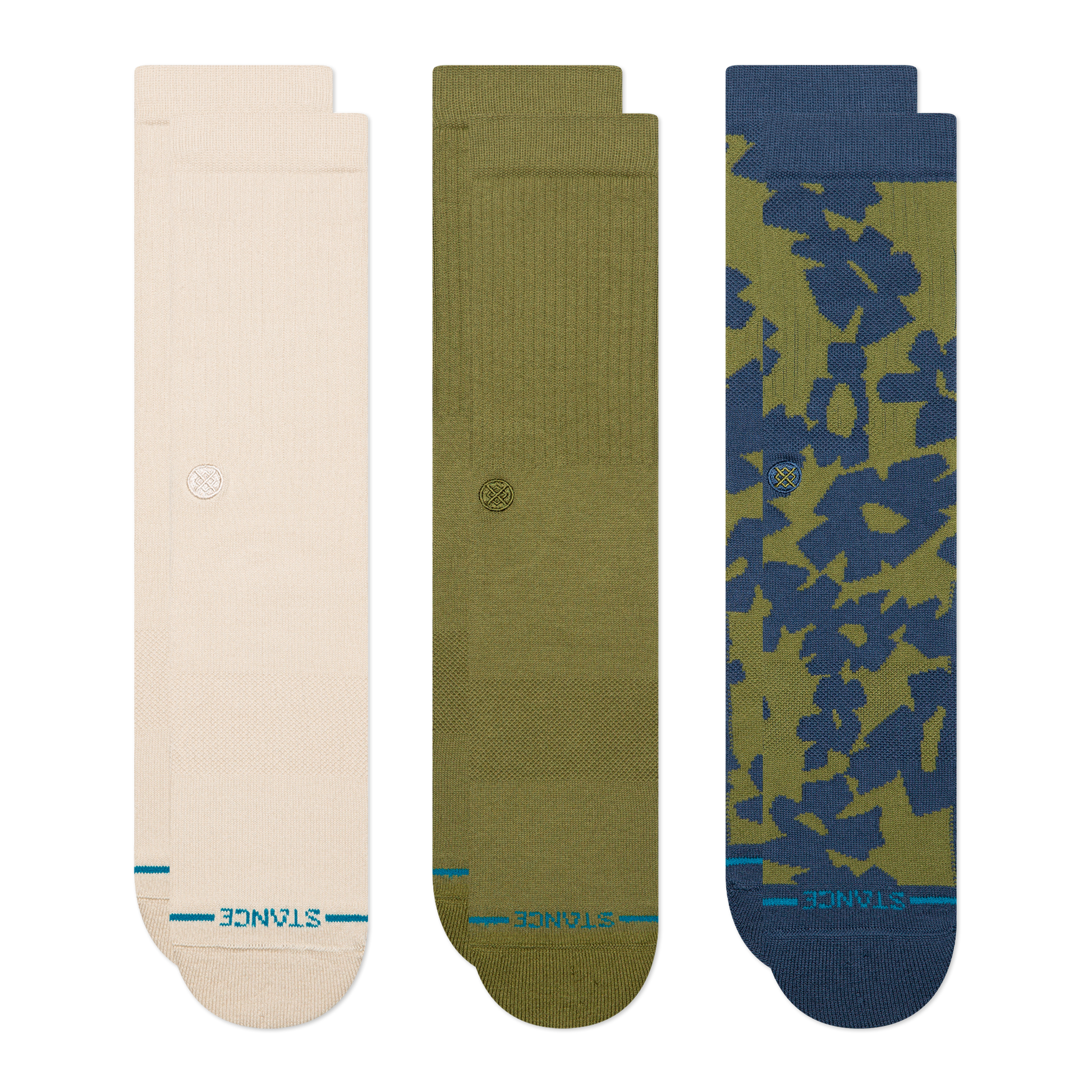 Stance Icon and Lifestyle Crew Sock 3 Pack Oatmeal
