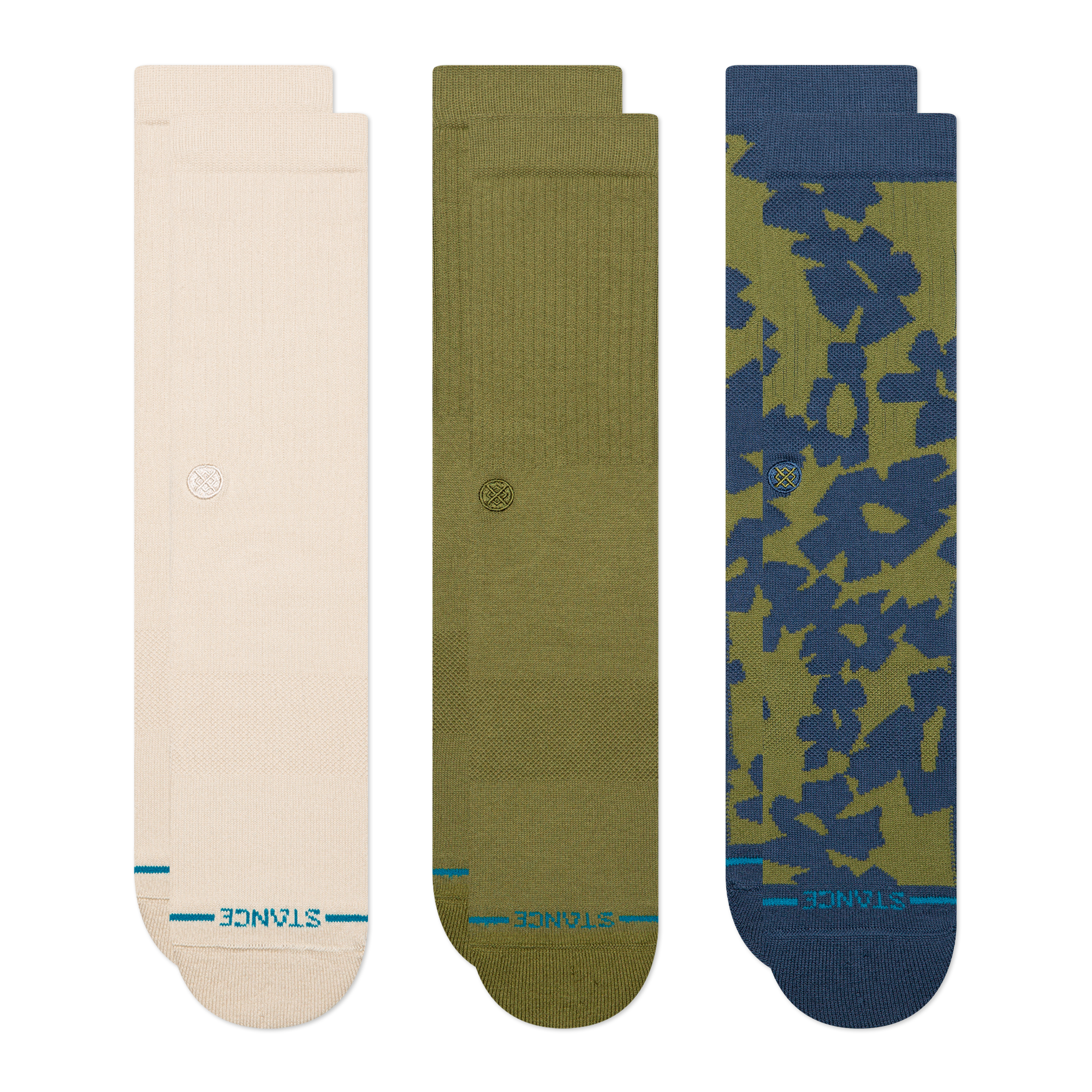 Stance Icon and Lifestyle Crew Sock 3 Pack Oatmeal