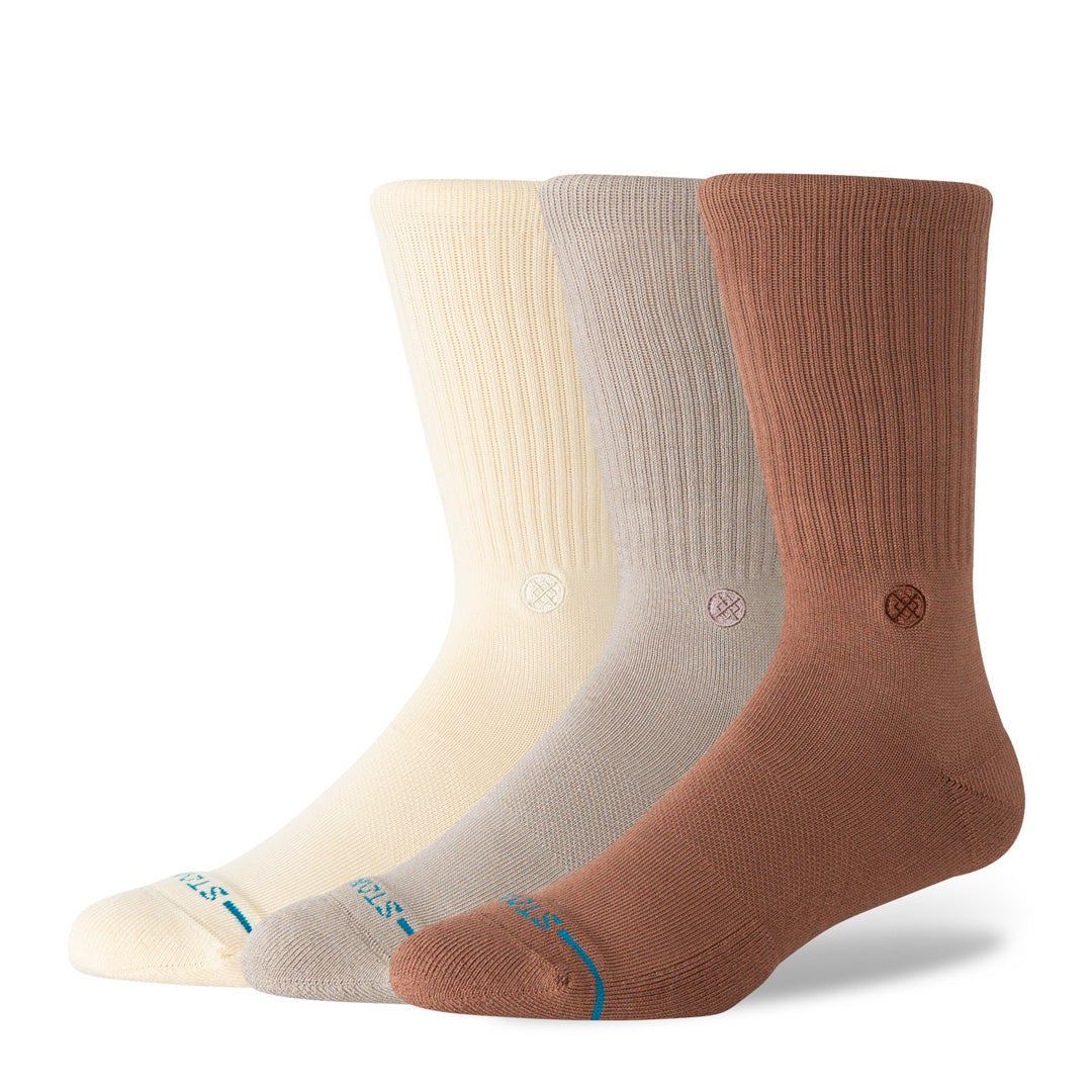 Stance Icon Crew Sock 3 Pack Brown