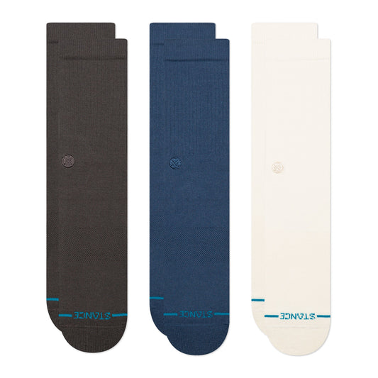 Stance Icon Crew Sock 3 Pack Charcoal