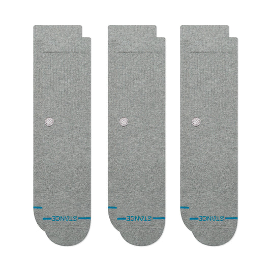 Stance Icon Crew Sock 3 Pack Grey Heather