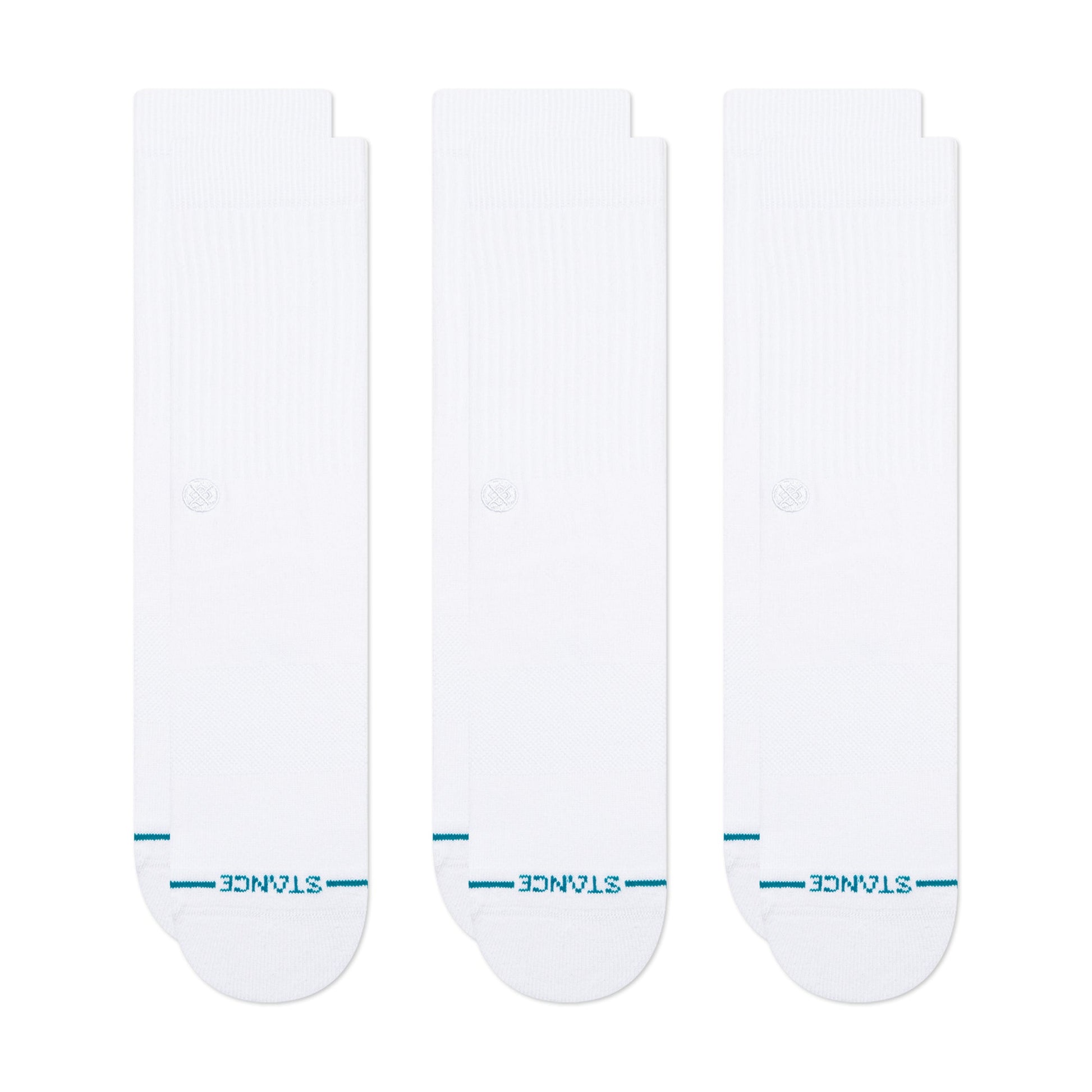 Stance Icon Crew Sock 3 Pack White/White