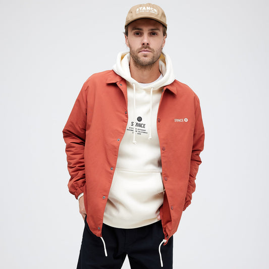 Stance Coaches Jacket Rust |model