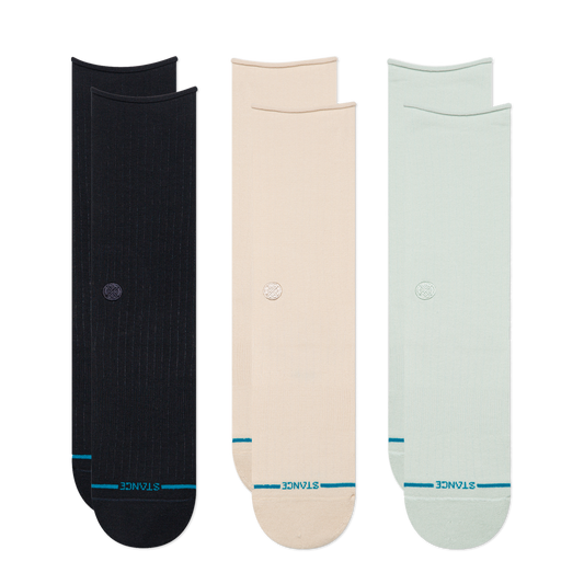 Stance Womens Rolled Solid Crew Sock 3 Pack Multi