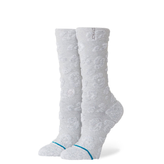 Terry Cheetah Crew Sock Heather Grey