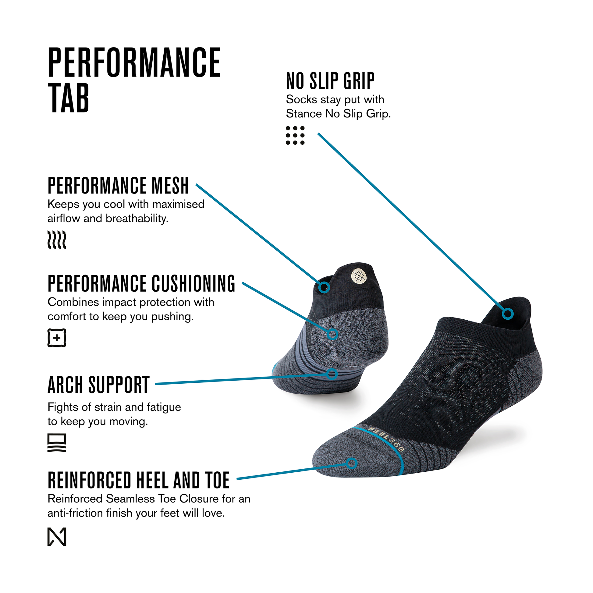 Stance Run Light Tab Sock White